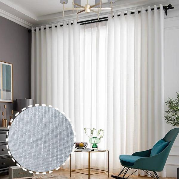 Milánó len függöny Elefántcsontszínű színben -es Ráncolószalaggal (1 Darab)