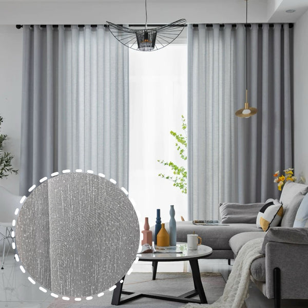 Milánó len függöny Szürke színben - Ráncolószalaggal (1 Darab)