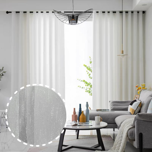 Milánó len függöny Fehér színben -es Ráncolószalaggal (1 Darab)