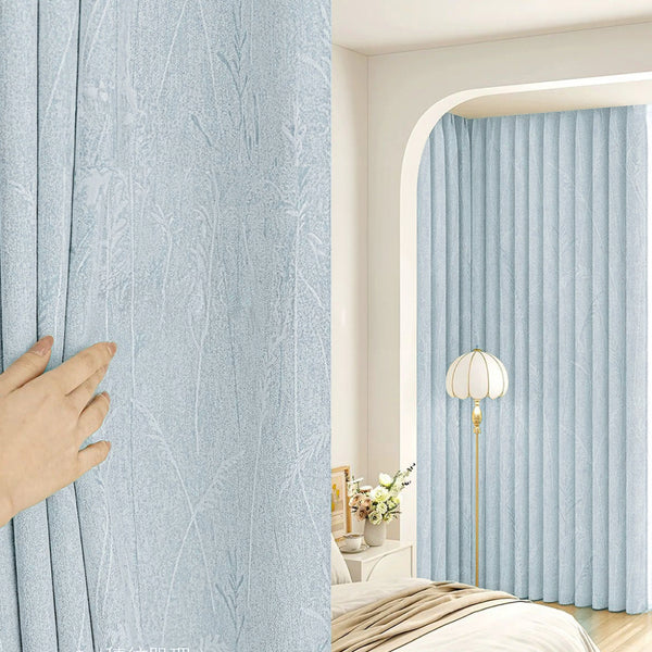 95%-os Creamy Velvet Virágmintás blackout Baby Blue - 10 cm Ráncolószalaggal (1 Darab)