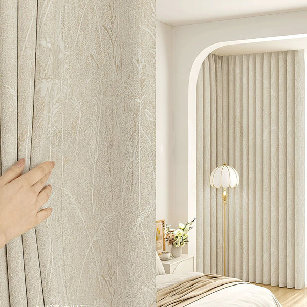 95%-os Creamy Velvet Virágmintás blackout Elefántcsont színű- Ráncolószalaggal (1 Darab)